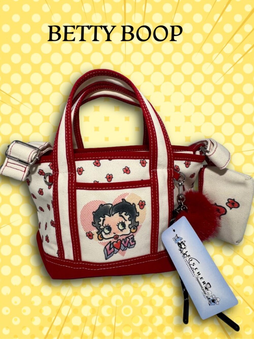 NWT Betty Boop Canvas Mini Tote Bag and Crossbody Set Retro Y2K